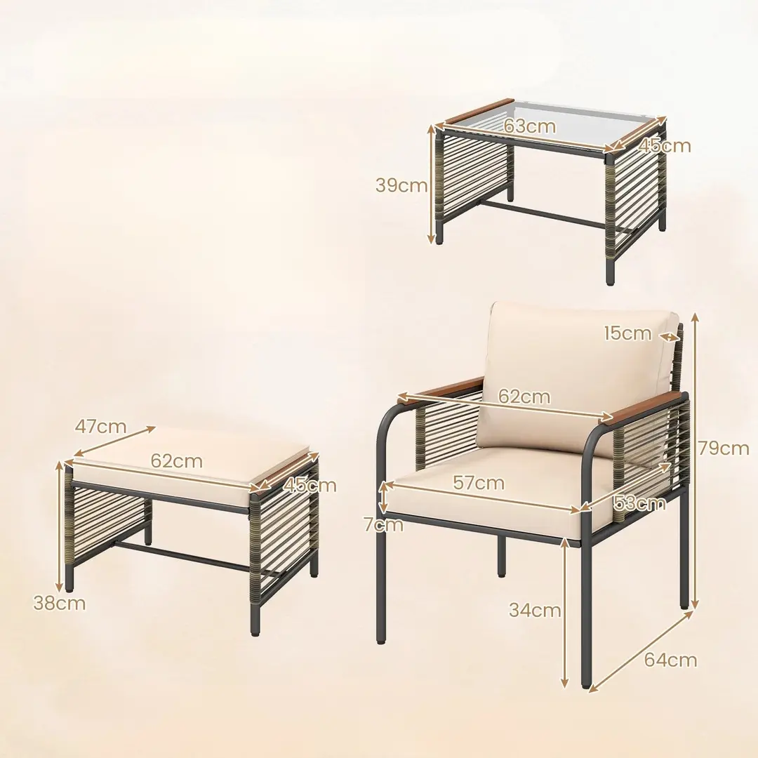 Комплект садовой мебели Costway NP12885BE (Beige) - 4