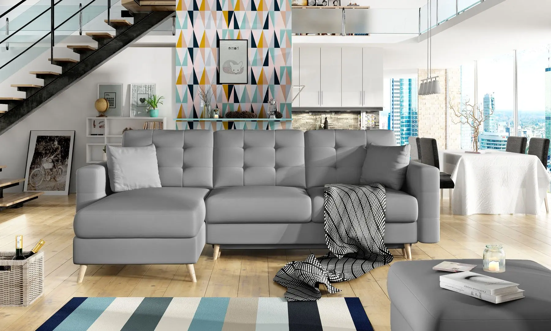 Canapea de colt Eltap Asgard L Soft 29 (Gray)