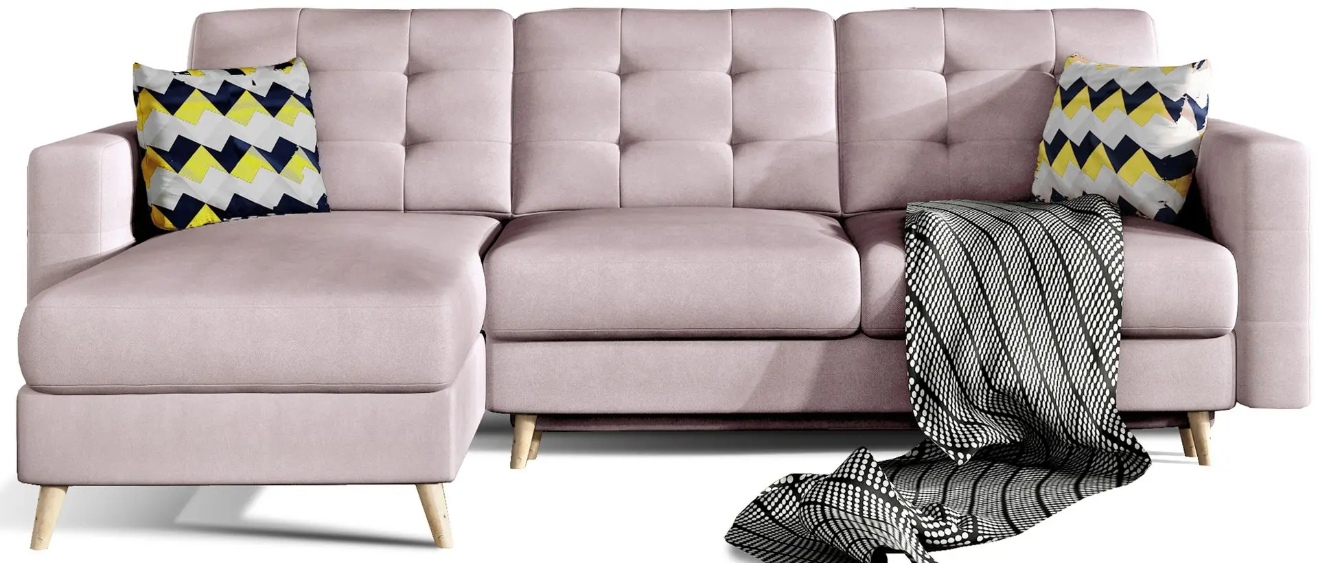 Canapea de colt Eltap Asgard L Soro 61/Zigzag 53 (Pink)