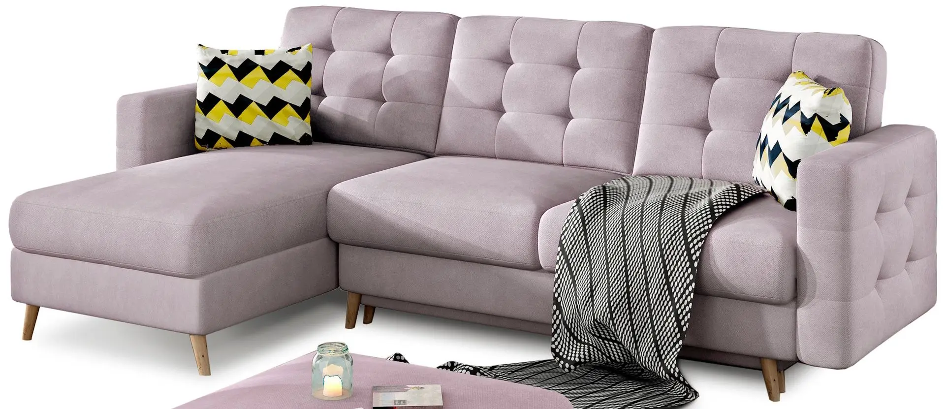 Canapea de colt Eltap Asgard L Soro 61/Zigzag 53 (Pink)