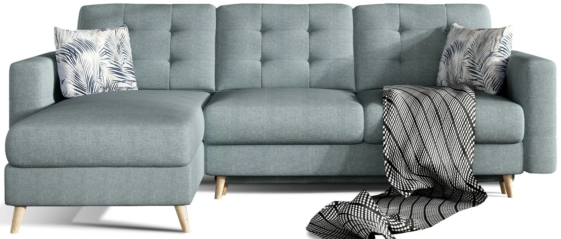 Диван угловой Eltap Asgard L Cover 70/Botanical 80 (Blue Gray/Blue)