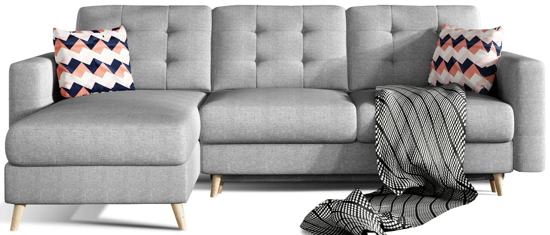 Canapea de colt Eltap Asgard L Cover 87/Zigzag 60 (Gray/Multicolor)