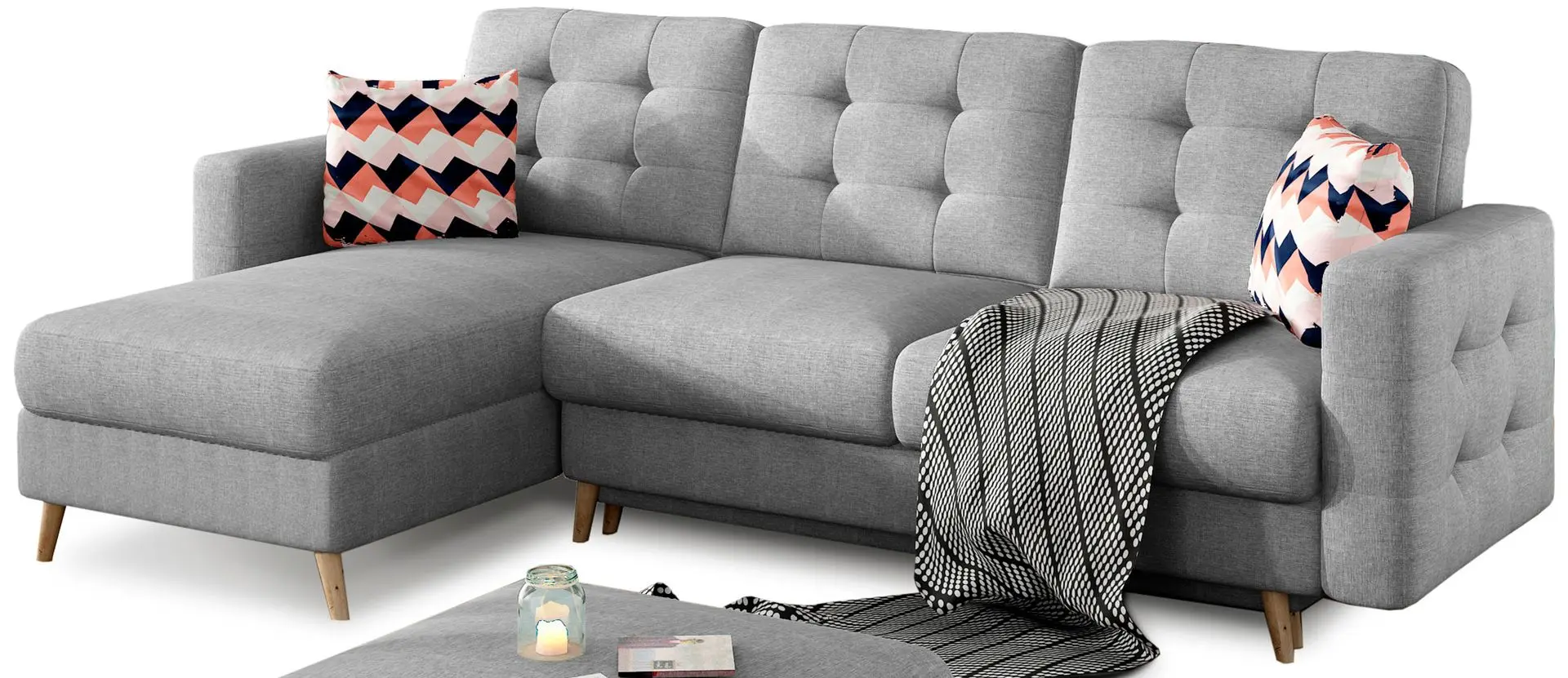 Canapea de colt Eltap Asgard L Cover 87/Zigzag 60 (Gray/Multicolor)