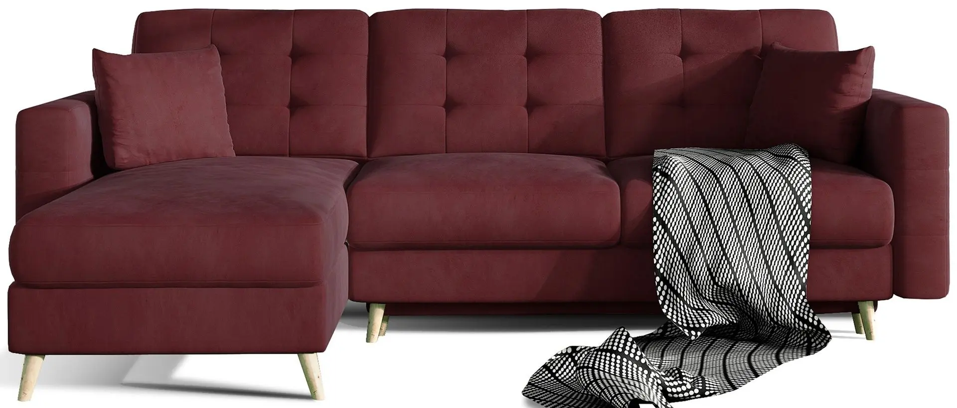 Canapea de colt Eltap Asgard L Matt Velvet 68 (Burgundy)