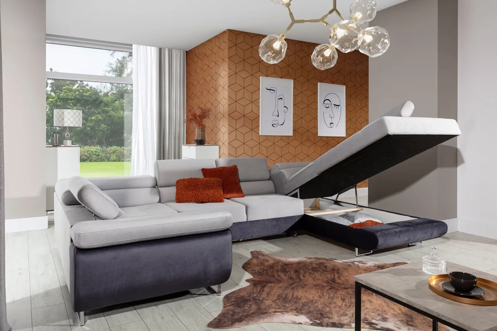 Canapea in forma de U Eltap Letto Sawana 14/Soft 17 Right (Black/White) - 5