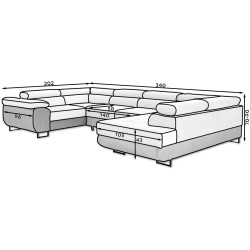 Canapea in forma de U Eltap Letto Sawana 14/Soft 17 Right (Black/White) Thumb