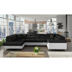 Диван П-образный Eltap Letto Sawana 14/Soft 17 Left (Black/White)