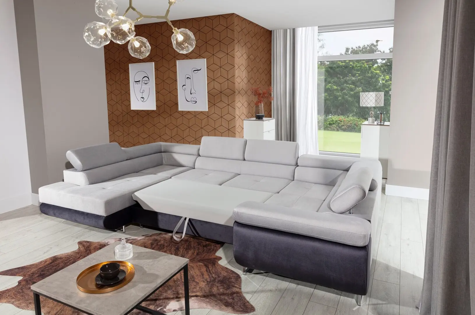 Canapea in forma de U Eltap Letto Sawana 14/Soft 17 Left (Black/White) - 5