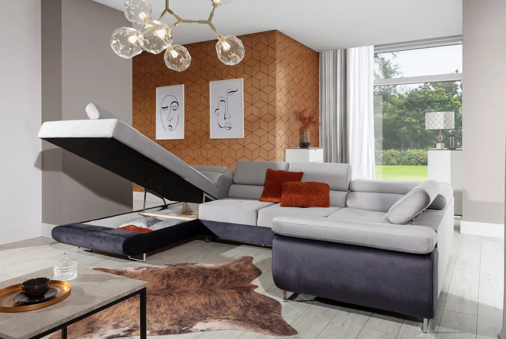 Canapea in forma de U Eltap Letto Sawana 14/Soft 17 Left (Black/White) - 6