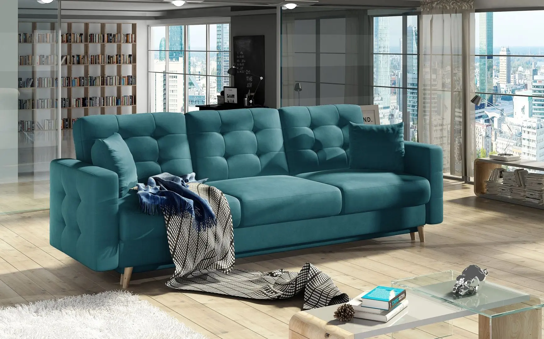 Canapea Eltap Asgard 3F Mat Velvet 75 (Turquoise Dark)