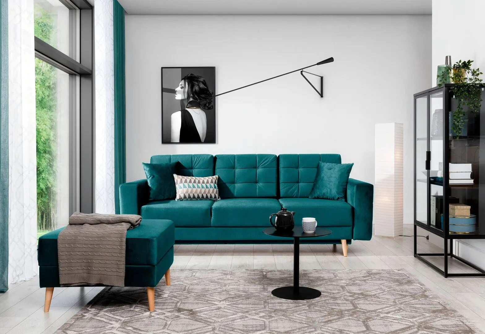 Canapea Eltap Asgard 3F Mat Velvet 75 (Turquoise Dark)