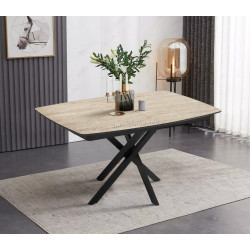 Стол раскладной Magnusplus Filis 145/185x90 (Travertine/Black)