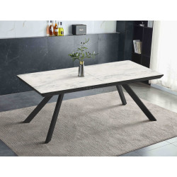 Стол раскладной Magnusplus Corin 200/278x100 Marmo (White Marble/Black)