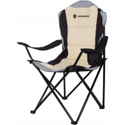Scaun pliabil Springos Costa Premium XXL CS0005 (Beige/Black) Thumb