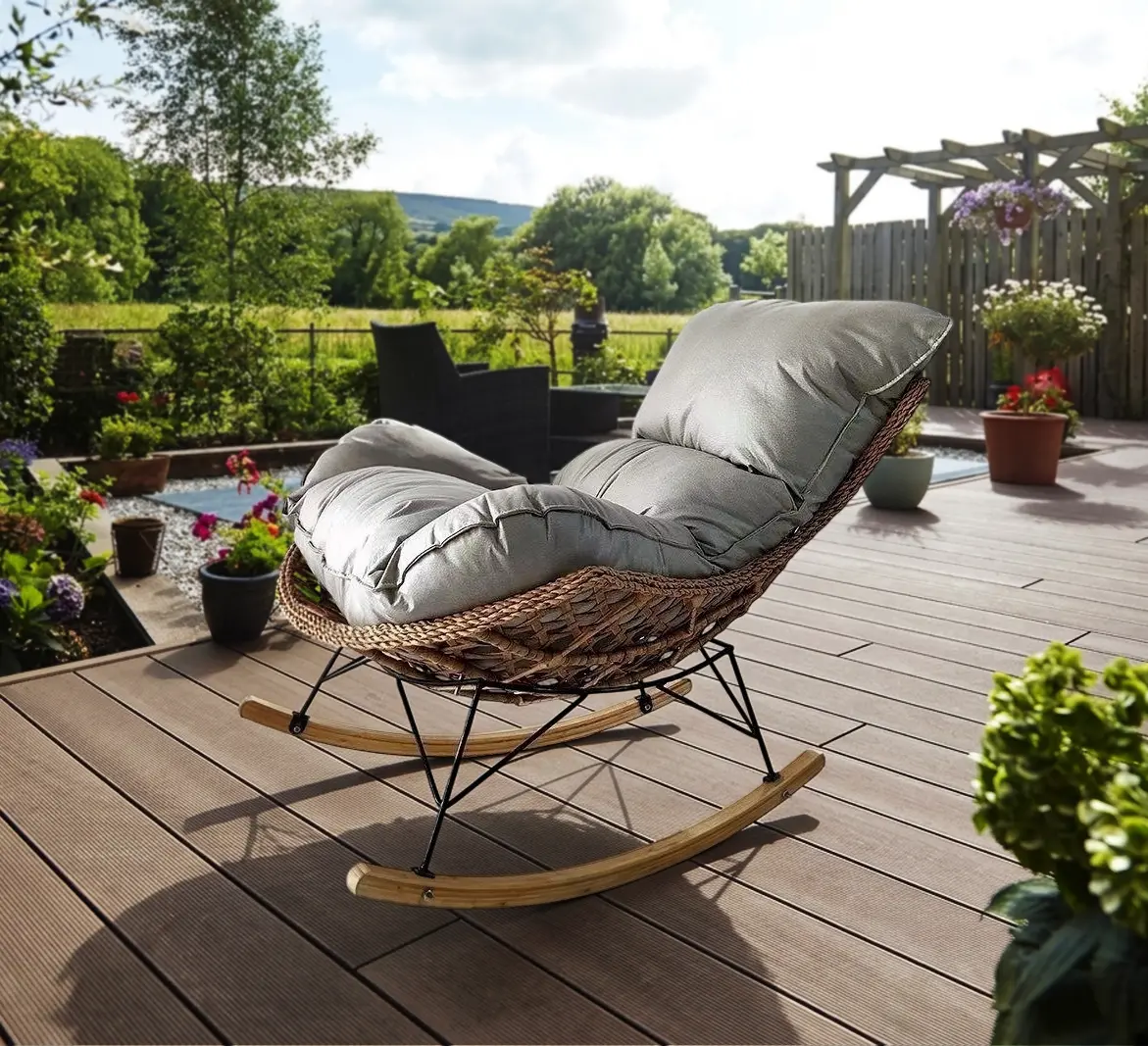 Кресло-качалка DeHome Luna 20 L20 (Grey/Natural)