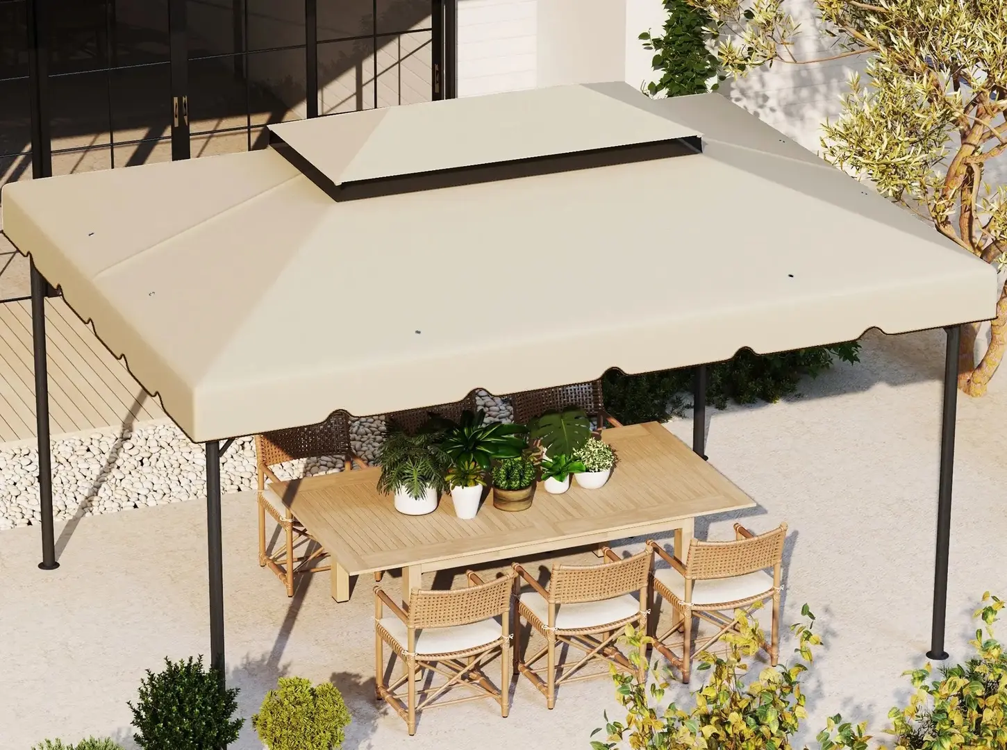 Acoperis pentru pavilion de gradina Outsunny 84C-357V01BG 3x4 (Beige) - 7