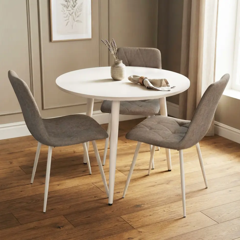 Комплект стол + 3 стула Evelin DT-404-5Wh + YTC-080Wh UF885-14 (White/Grey)