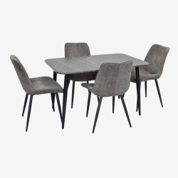 Комплект стол + 4 стула Evelin DT-405-6B + YTC-055B UF885-15 (Black Marble/Dark Grey) Thumb