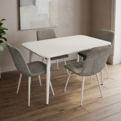 Комплект стол + 4 стула Evelin DT-405-4Wh + YTC-078Wh UF885-14 (White/Grey)