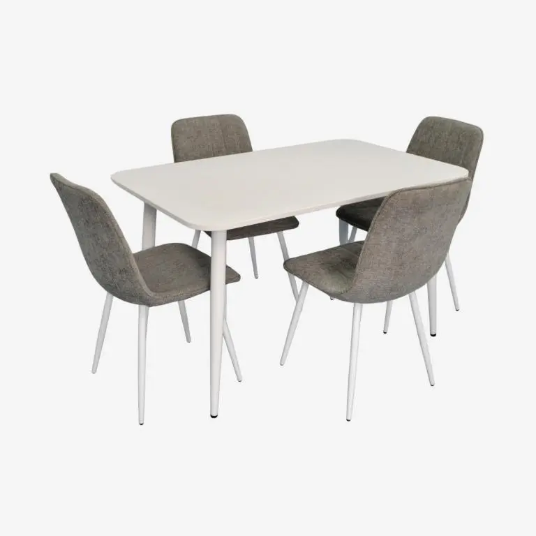 Set masa + 4 scaune Evelin DT-405-4Wh + YTC-078Wh UF885-14 (White/Grey) - 2