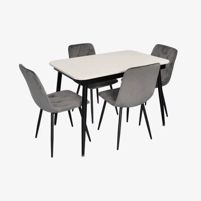 Set masa + 4 scaune Evelin DT-531R B + YTC-080B Bluvel-14 (White/Dark Grey) - 2