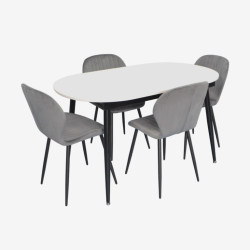 Set masa + 4 scaune Evelin DT-533R B + YTC-064B Blu-14 (White/Dark Grey) Thumb