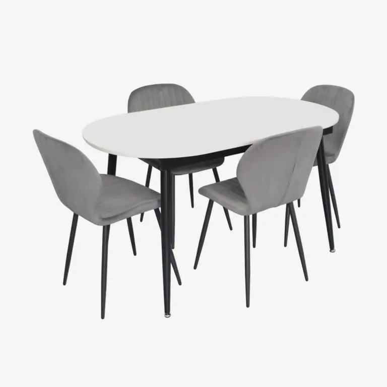Set masa + 4 scaune Evelin DT-533R B + YTC-064B Blu-14 (White/Dark Grey) - 2