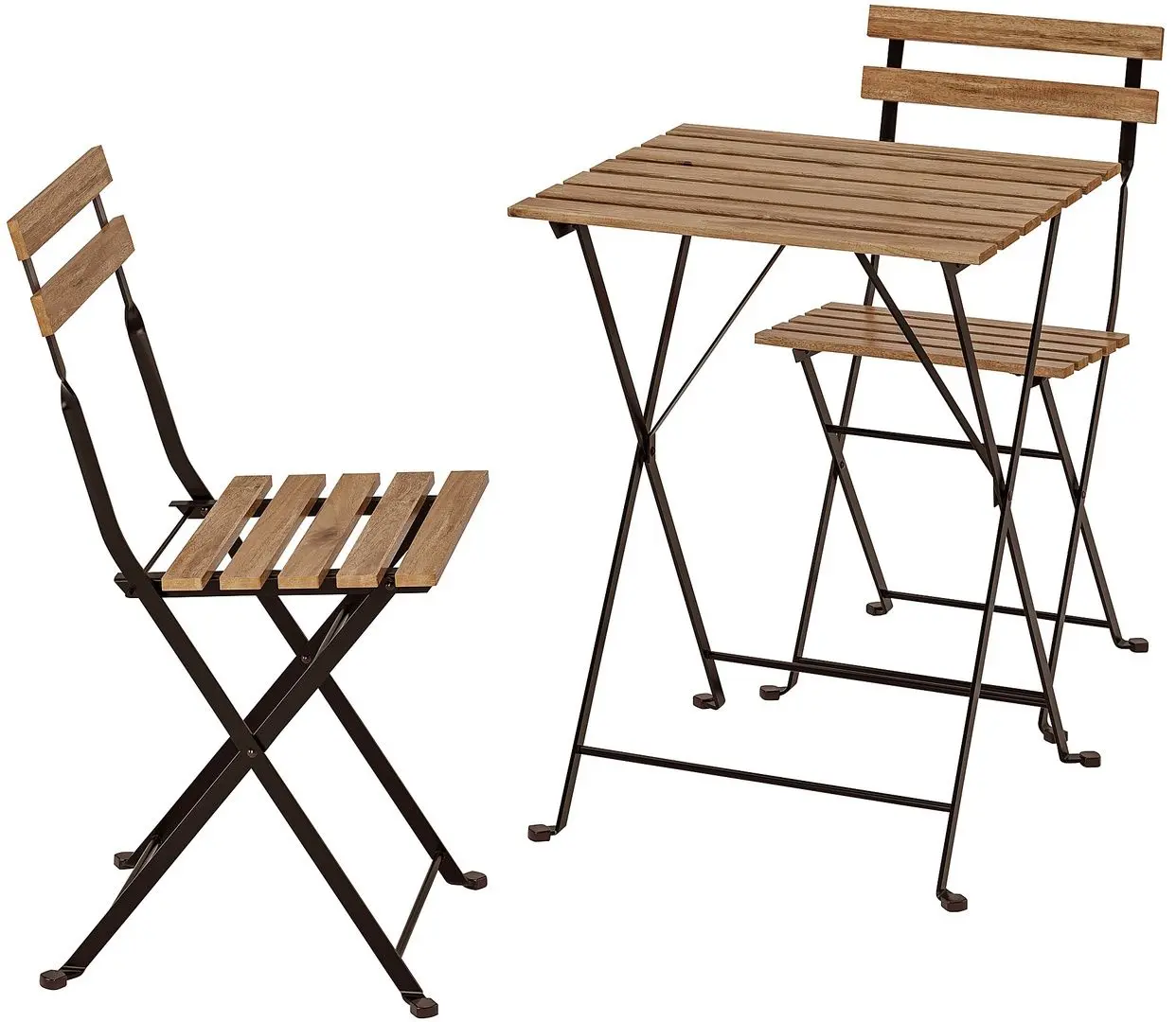 Set mobilier de gradina Ikea Tarno masă+2 scaune (Negru/Maro Deschis Vopsit)