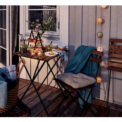 Set mobilier de gradina Ikea Tarno masă+2 scaune (Negru/Maro Deschis Vopsit) Thumb