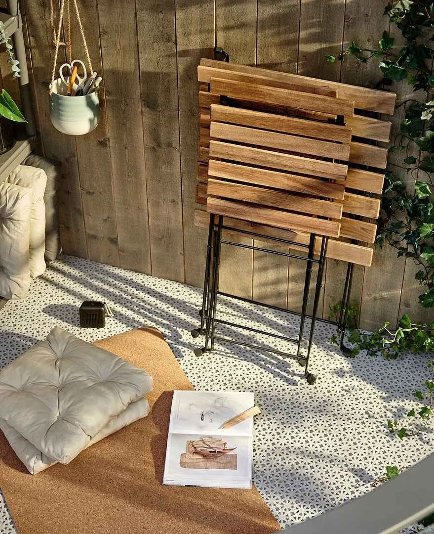 Set mobilier de gradina Ikea Tarno masă+2 scaune (Negru/Maro Deschis Vopsit)