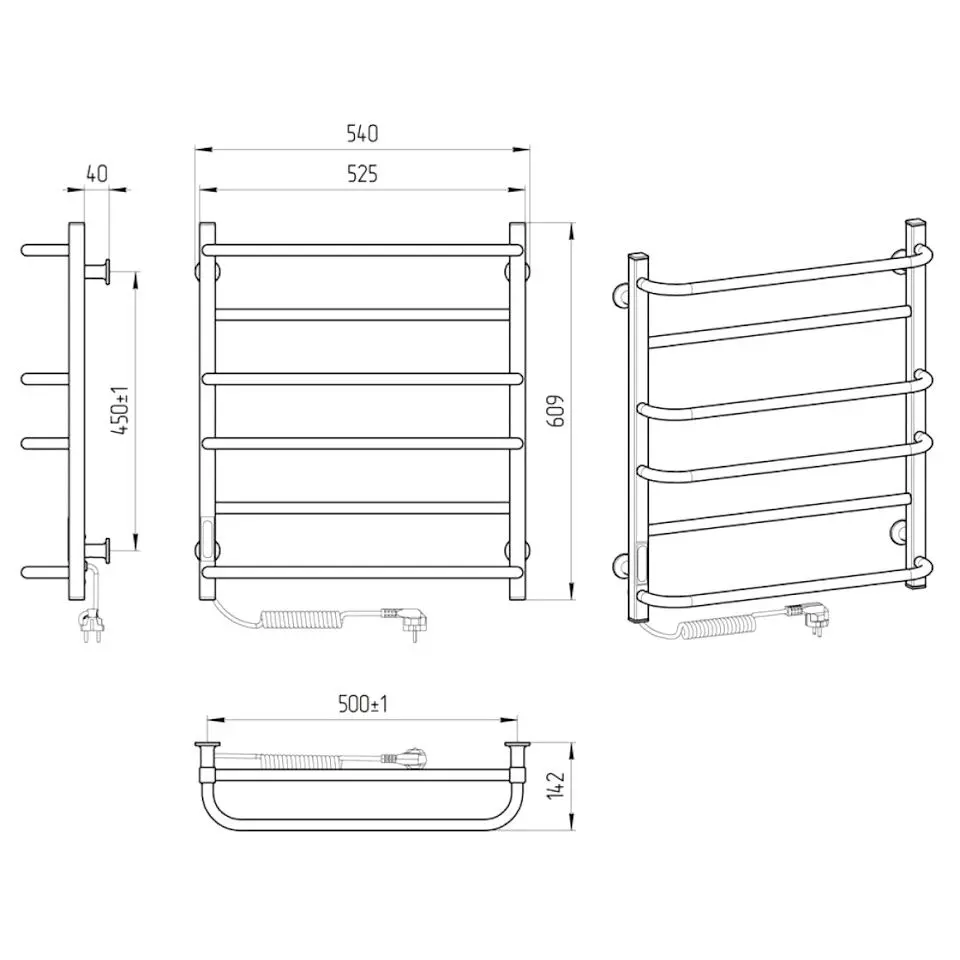 Полотенцесушитель электрический Laris Comfort CK6 500х600 Left (Black)
