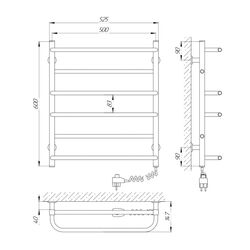 Полотенцесушитель электрический Laris Comfort CK6 500х600 Right (Black) Thumb
