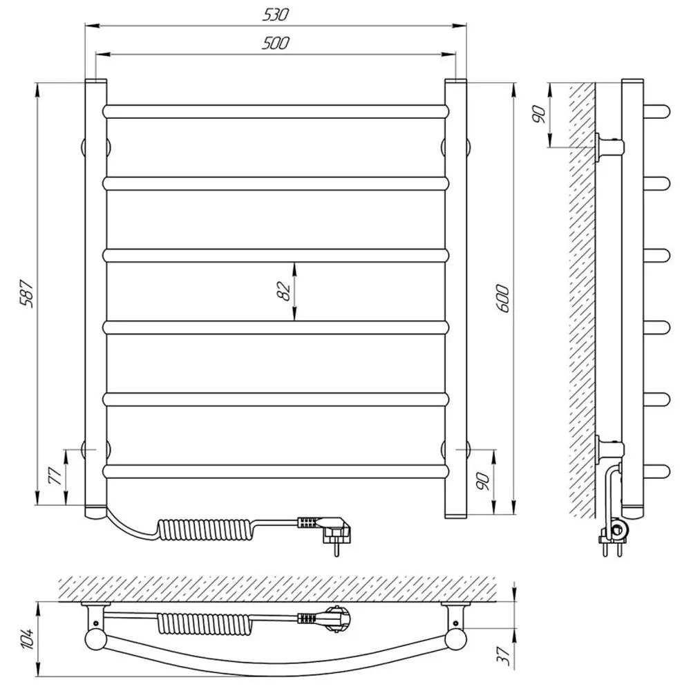 Uscator de prosoape electric Laris Klassik CK6 500х600 Left (White)