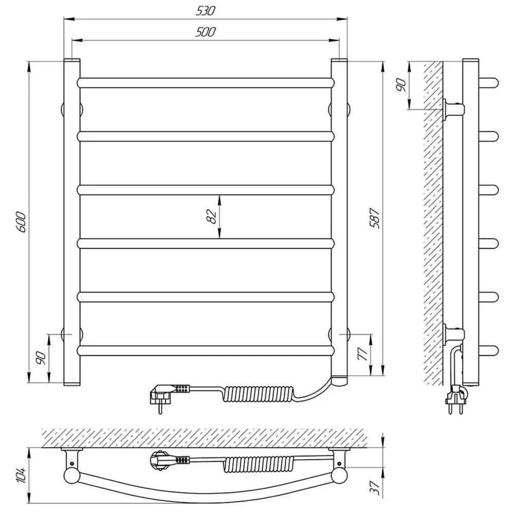 Полотенцесушитель электрический Laris Klassik CK6 500х600 Right (White)