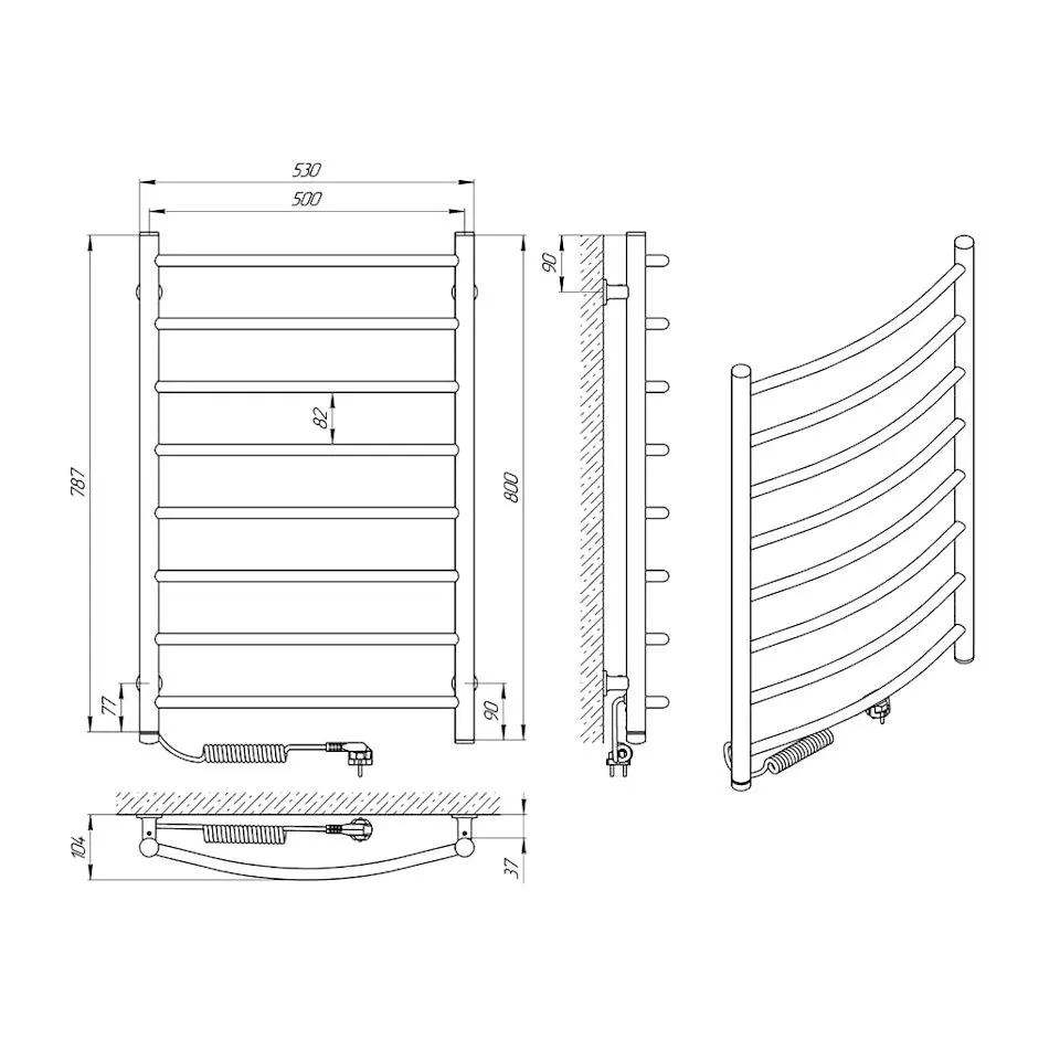Полотенцесушитель электрический Laris Klassik CK8 500х800 Left (White)
