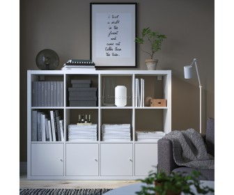 Стеллаж Ikea Kallax с 4 вставками 147x112 (Белый)