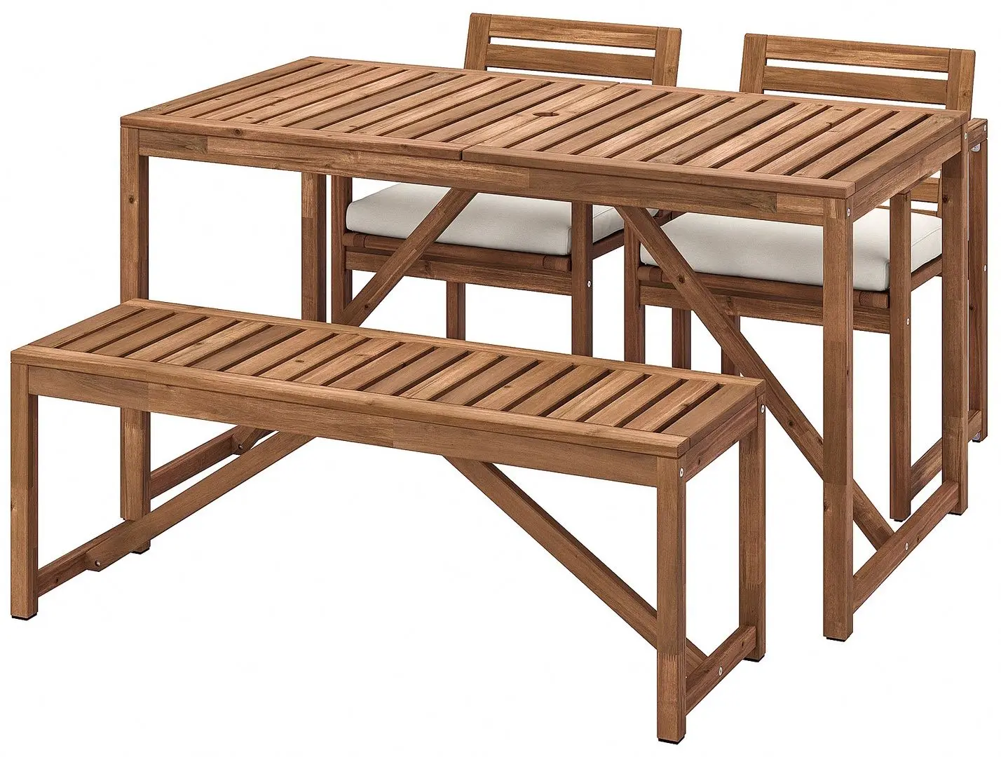 Set mobilier de gradina Ikea Nammaro/Froson/Duvholmen masa+2scaune+banca (Maro Deschis/Bej)