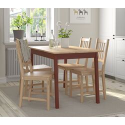 Set masa scaune Ikea Pinntorp 125cm 1+4 (Maro deschis/Rosu)
