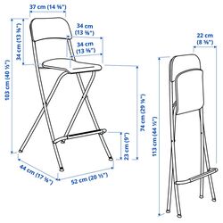Барный стул Ikea Franklin раскладной 74см (Белый) Thumb