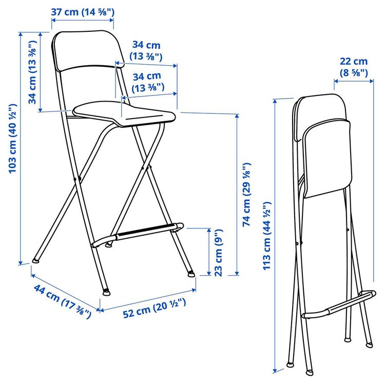 Барный стул Ikea Franklin раскладной 74см (Белый)