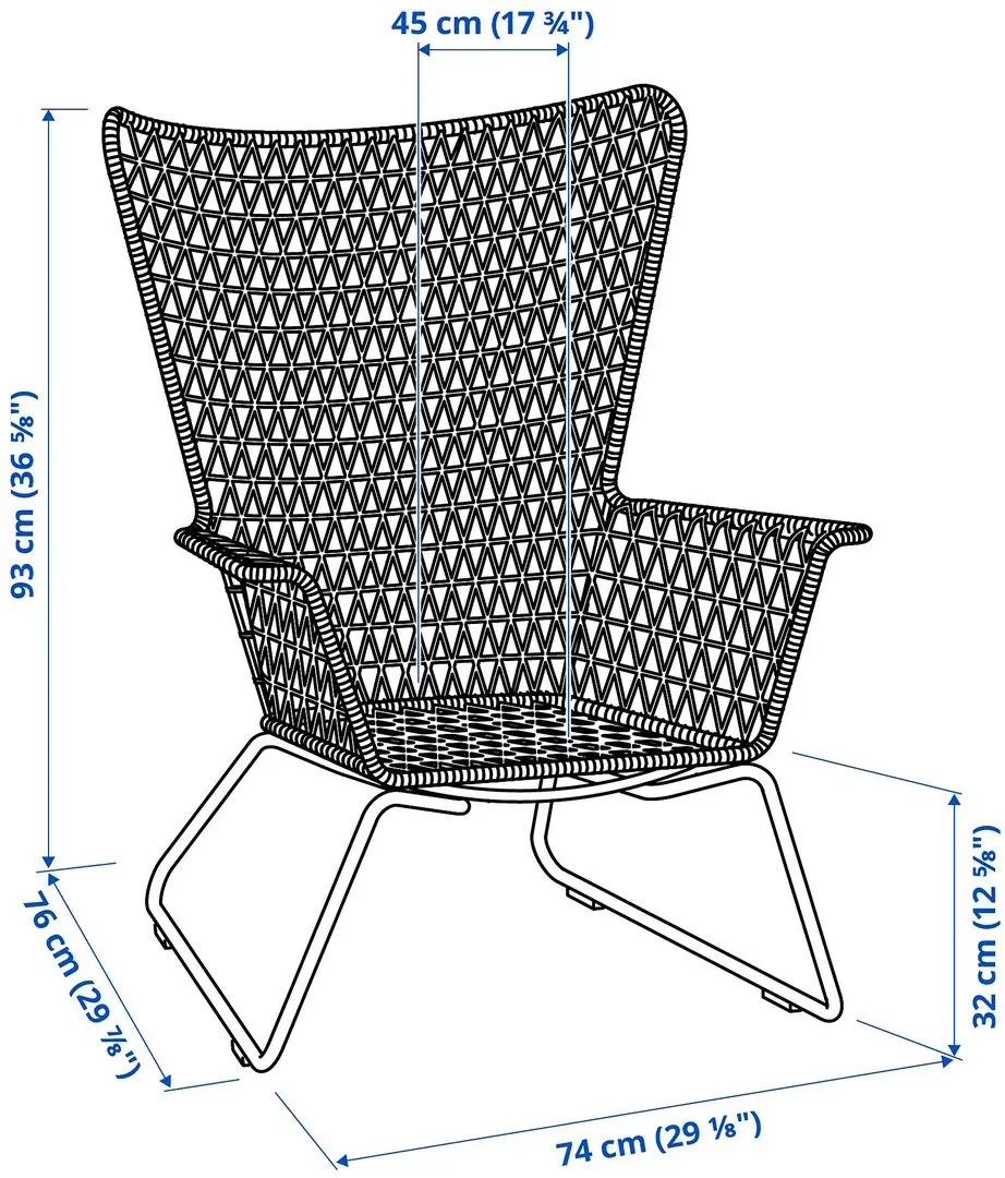 Fotoliu Ikea Hogsten 74x78x93 (Alb) - 7