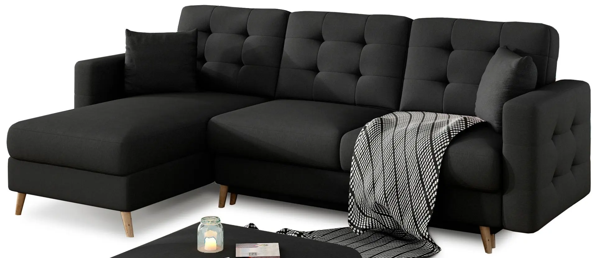 Canapea de colt Eltap Asgard L Sawana 14 (Black)