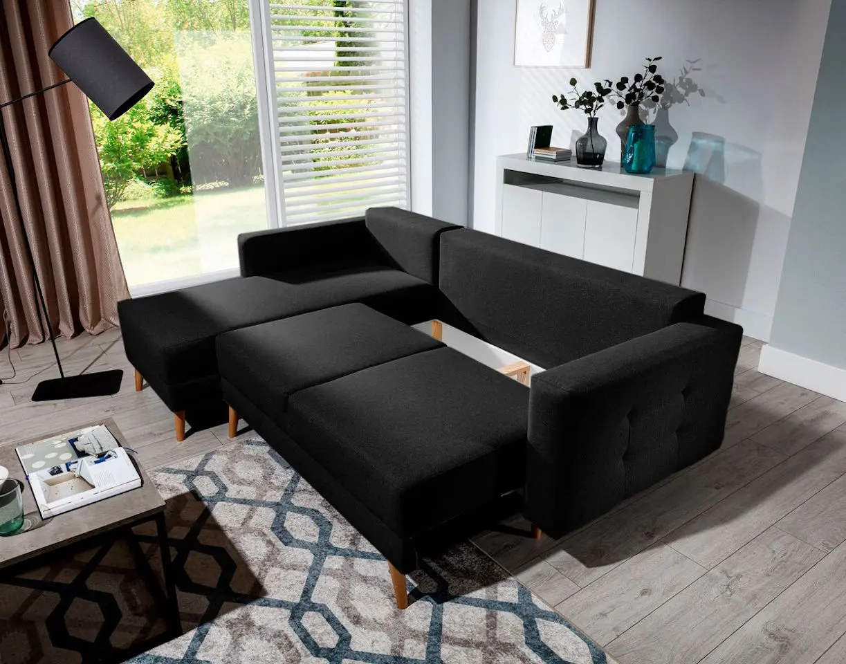 Canapea de colt Eltap Asgard L Sawana 14 (Black)