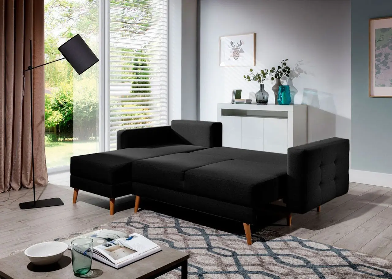 Canapea de colt Eltap Asgard L Sawana 14 (Black)