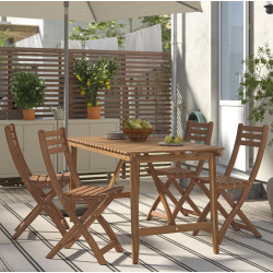 Комплект садовой мебели Ikea Askholmen 4 складных стула 143x75 (Темно-коричневый)