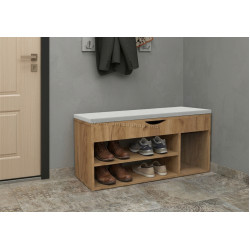 Bancheta-etajera pentru incaltaminte МЛ-Мебель ML-6 (Golden Oak/Beige)
