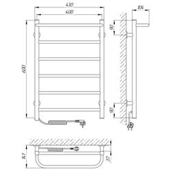 Полотенцесушитель электрический Laris Prime CK6 400х600 Left (Black) Thumb
