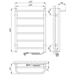 Полотенцесушитель электрический Laris Prime CK6 400х600 Right (Black) Thumb