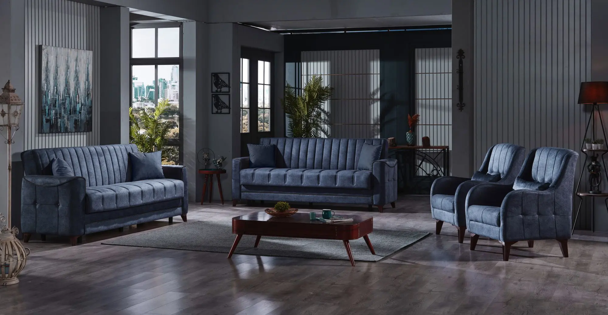 Canapea Fabulous Acelya 3-locuri 50-100 (Dark Blue)