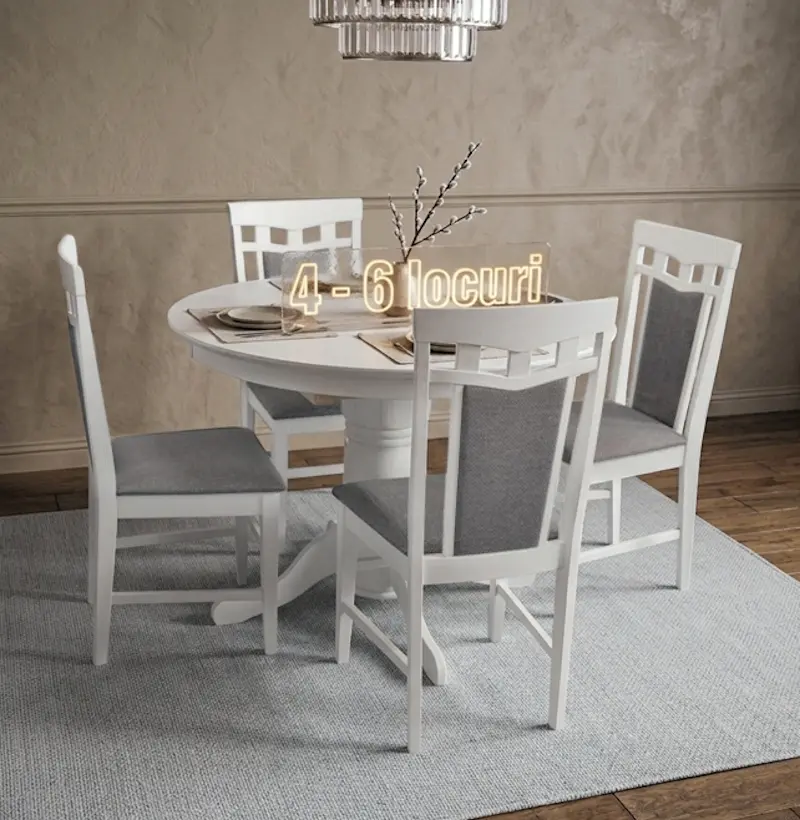 Комплект стол + 4 стула Evelin Capella V + Deepa R NV-10WP (White/Gray)